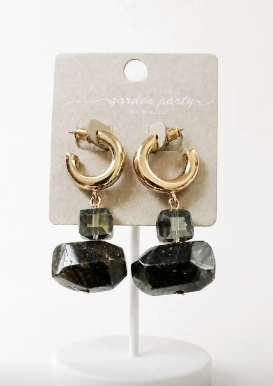 Garden Party Gold Stone Earrings New